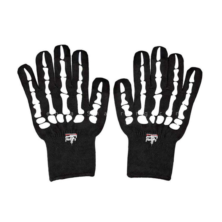 دستکش رپینگ طرح اسکلتی سیاه و سفید